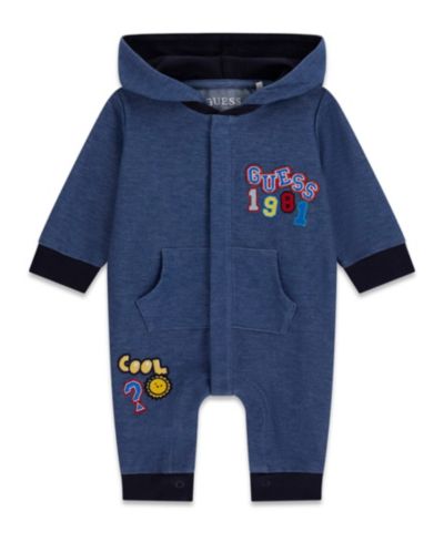 GUESS Baby Boys' Knit Denim Hooded Coverall
