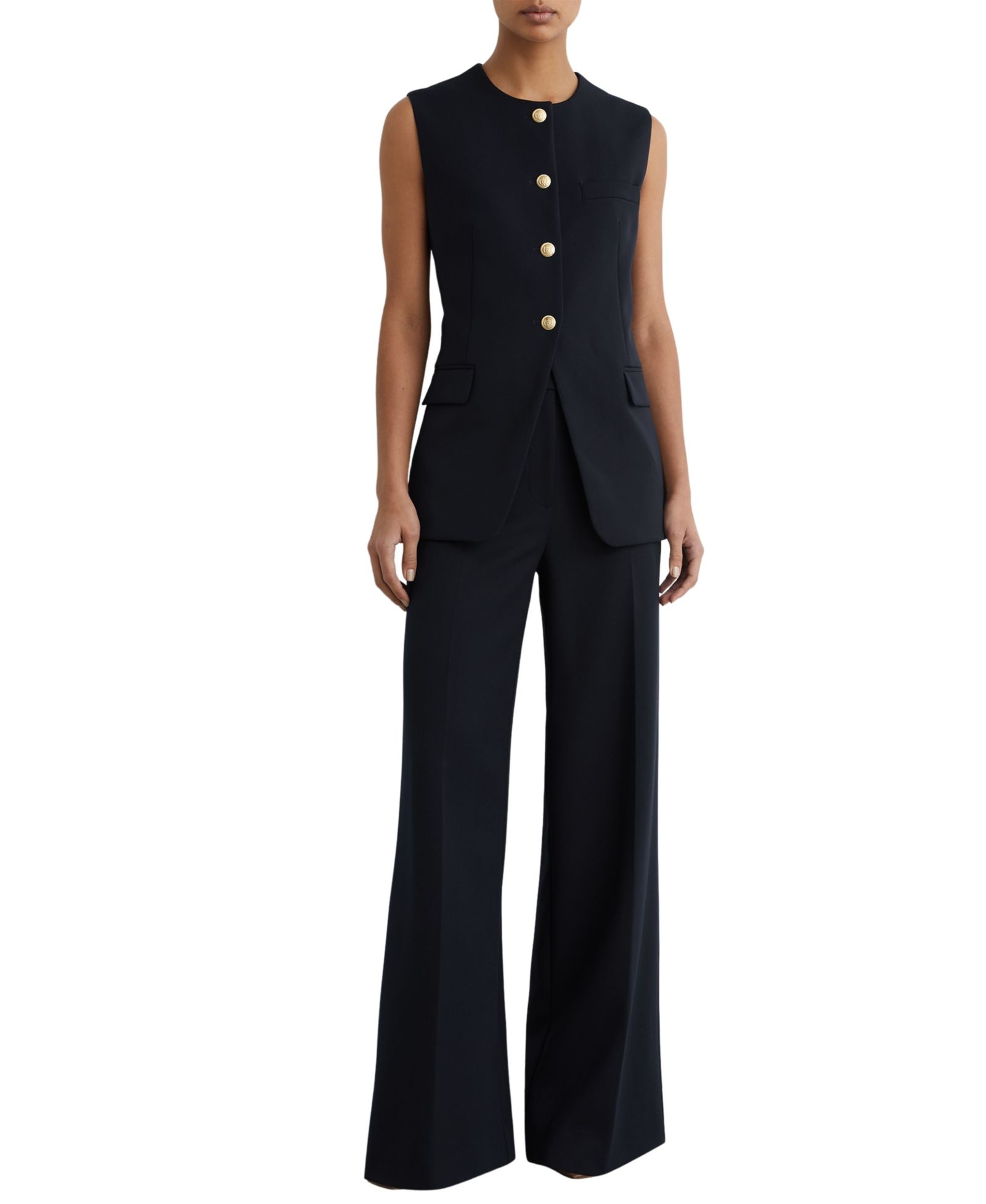 REISS Women's Gabi Button-Through Longline Waistcoat