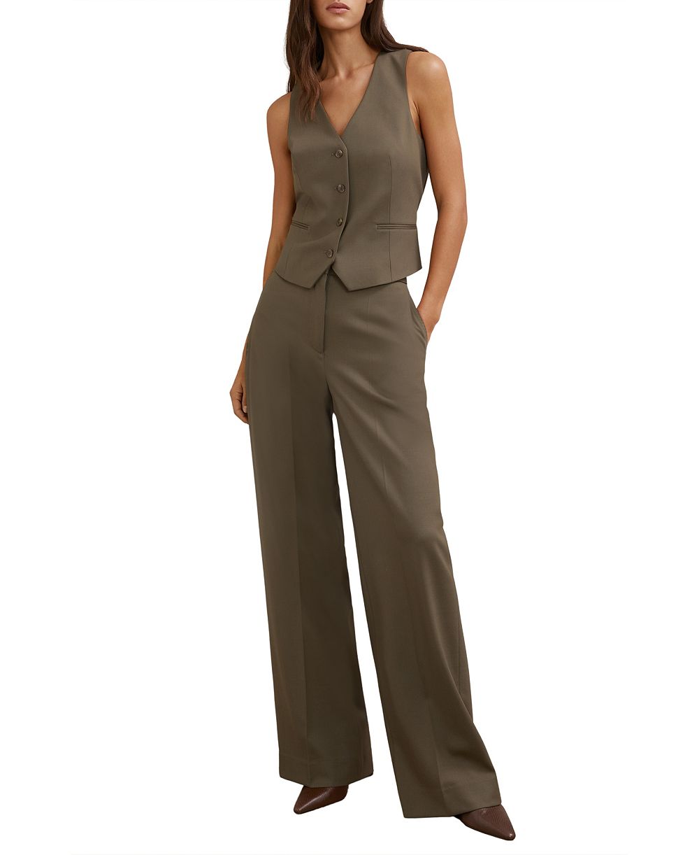 Женские широкие брюки REISS Solene из шерстяной смеси