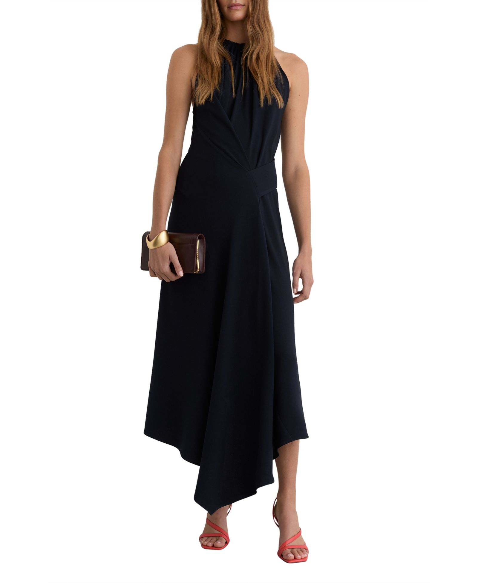 REISS Женское миди-платье Maeve Drape-Detail Sleeveless