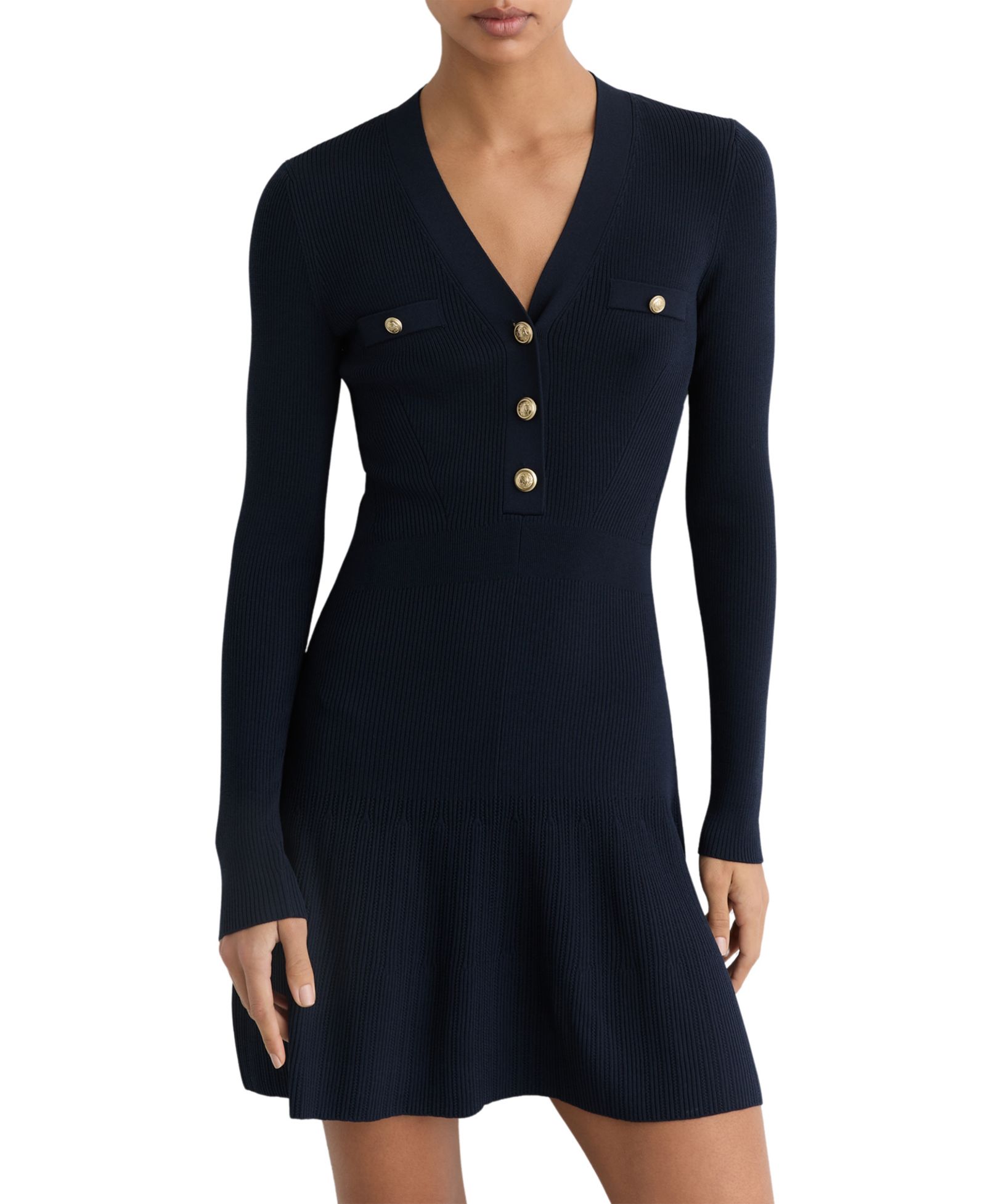 Женское мини-платье REISS Women's Knitted Button-Detail