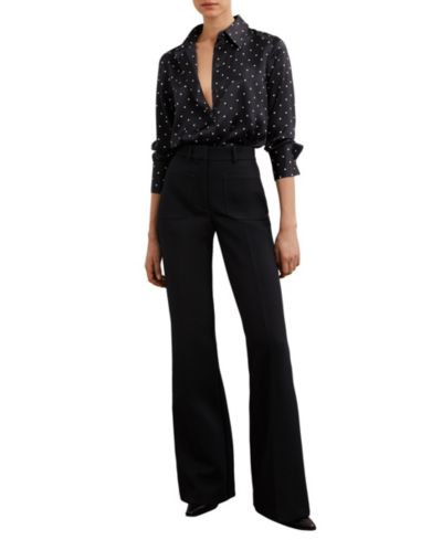 REISS Women's Ameira Silk-Satin Polka-Dot Shirt