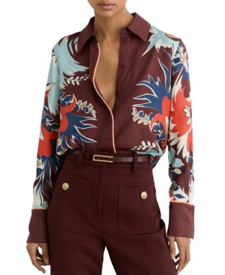 REISS Women's Lia Printed Button-Through Shirt