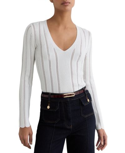 Женский джемпер REISS Loui Open-Stitch V-Neck