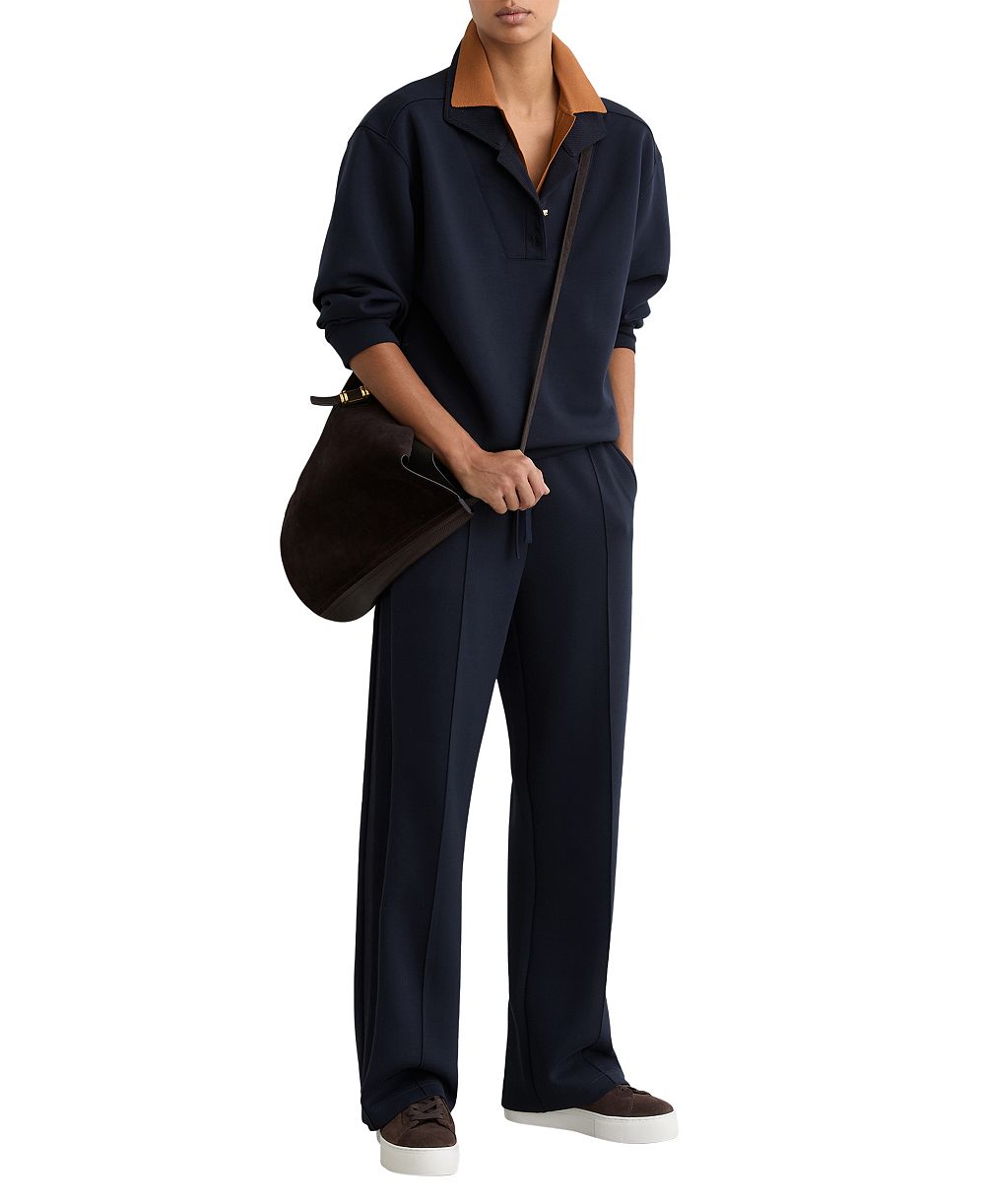 REISS Women's Premium Interlock Wide-Leg Jogger Pants