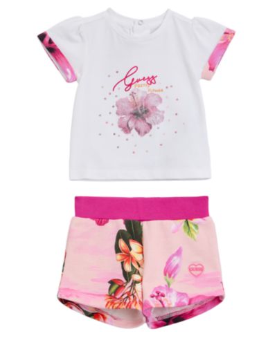 GUESS Baby Girls' Short-Sleeve T-Shirt and Shorts, 2-Piece Set