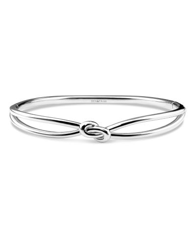 Devata Love Knot Bangle Bracelet in Rhodium Plated Sterling , Size