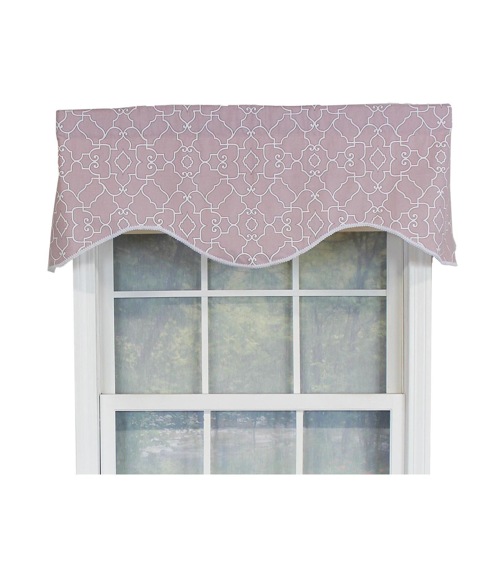 RLF Home Haven Trimmed Cornice 100% Cotton with Fully Lined 3" Rod Pocket Valnance for Windows