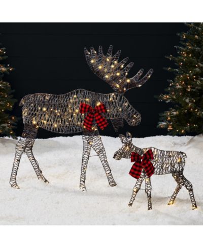 Best Choice Products 4ft 2-Piece Lighted 2D Christmas Moose Set Outdoor Decor w/ 125 LED Lights, Stakes