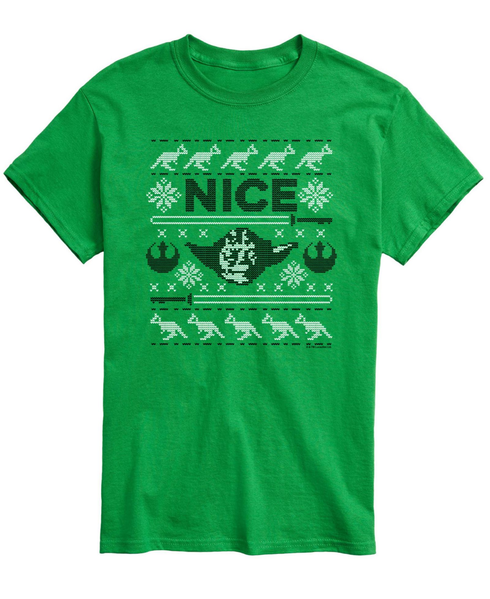 AIRWAVES Men's Star Wars Christmas Nice Yoda Short-Sleeve Graphic T-Shirt