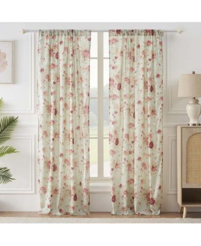 Greenland Home Fashions Greenland Home Antique Rose Light Filtering Window Panels with Tie Backs - Each 42"x84"