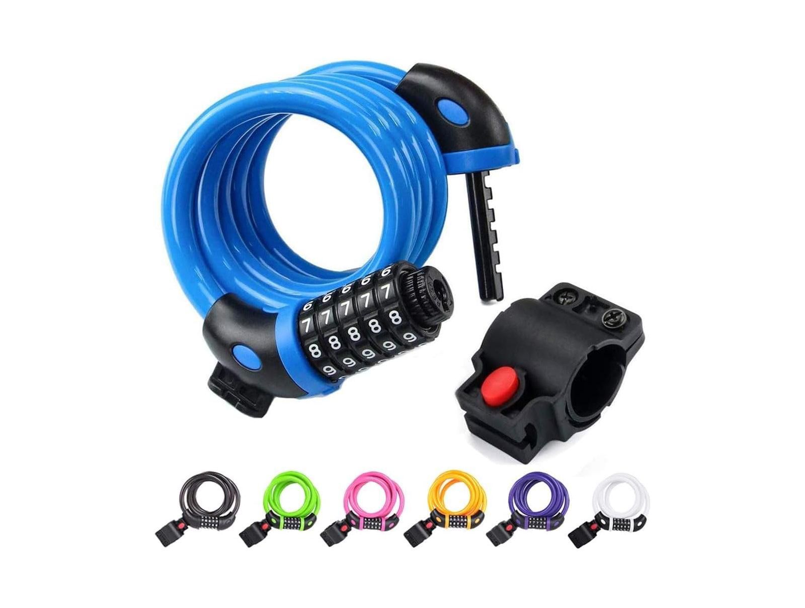 BATFOX Bike Lock, 5.6 Ft Bicycle Cable, High Security 5 Digit Resettable Combination Coiling Bike Lock, Ultra-Strong Anti Theft Cable with Bracket