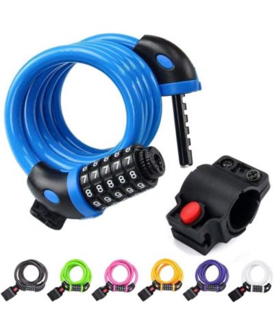 BATFOX Bike Lock, 5.6 Ft Bicycle Cable, High Security 5 Digit Resettable Combination Coiling Bike Lock, Ultra-Strong Anti Theft Cable with Bracket