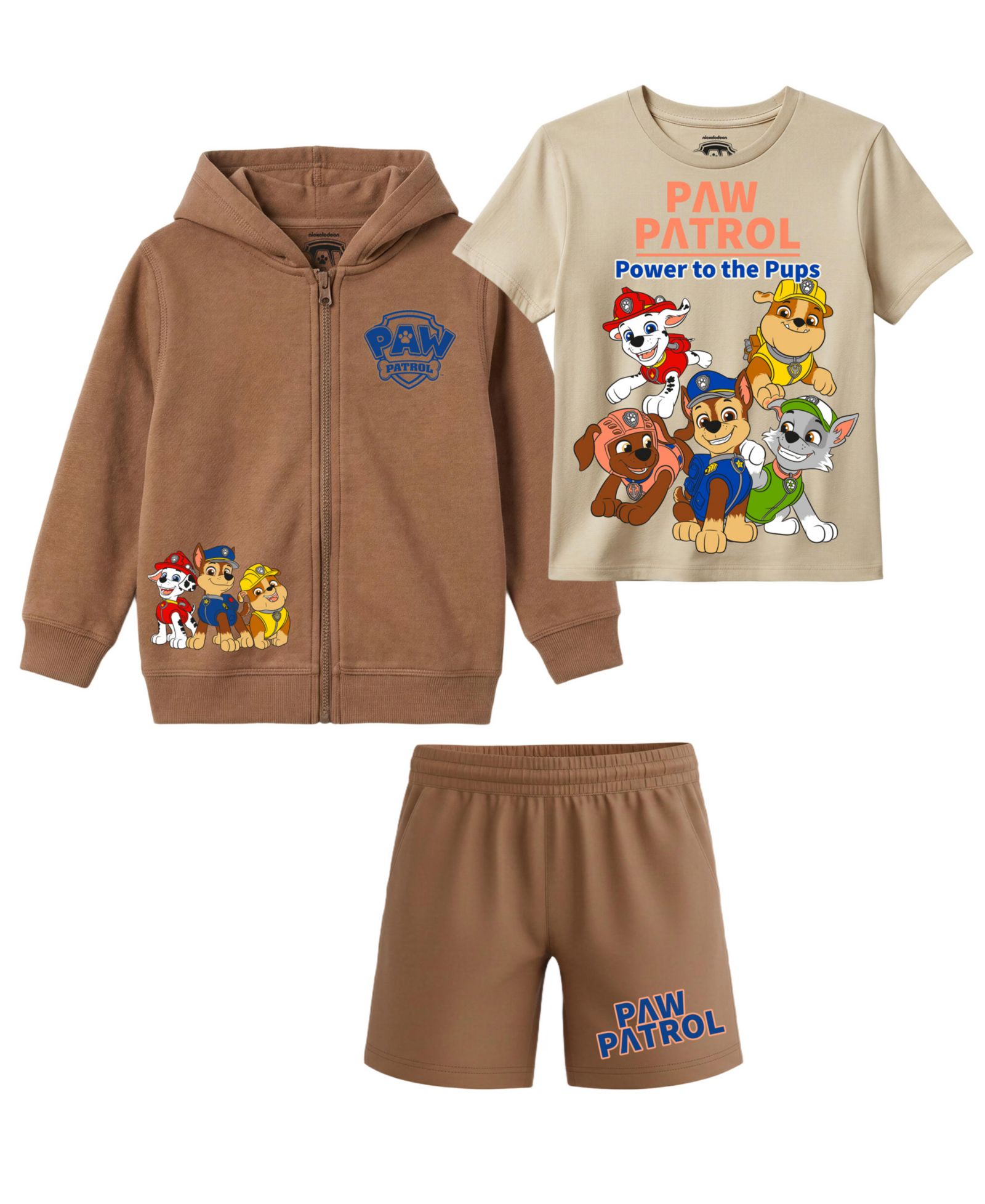 Paw Patrol Boys' 2T-7 Printed T-Shirt, Sweatshirt and Shorts, 3-Piece Set