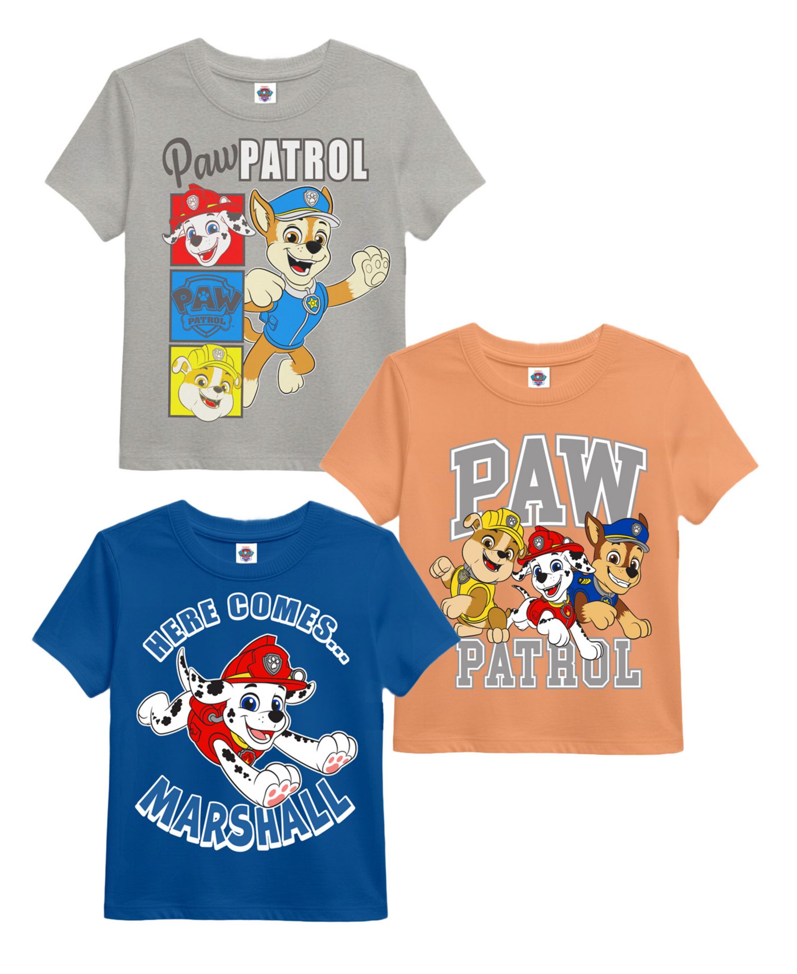 Paw Patrol Boys' 2T-7 Short-Sleeve Graphic Print T-Shirt, 3-Pack