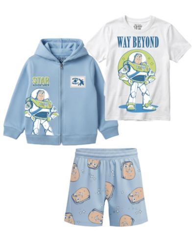 Комплект Toy Story Boys' 2T-7 Buzz Lightyear Graphic T-Shirt, Sweatshirt and Shorts, 3-Piece Set