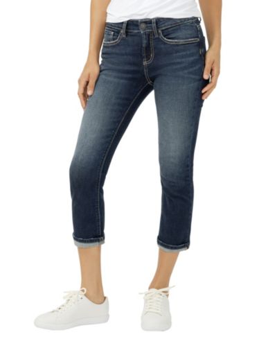 Silver Jeans Co. Women's Suki Mid Rise Curvy Fit Capri Jeans