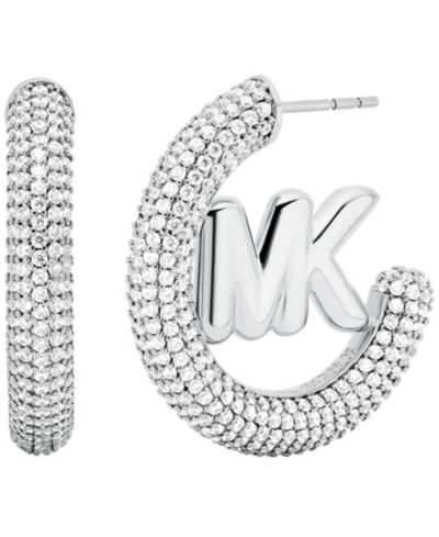 Серьги-кольца Michael Kors с камнями, серебристого цвета