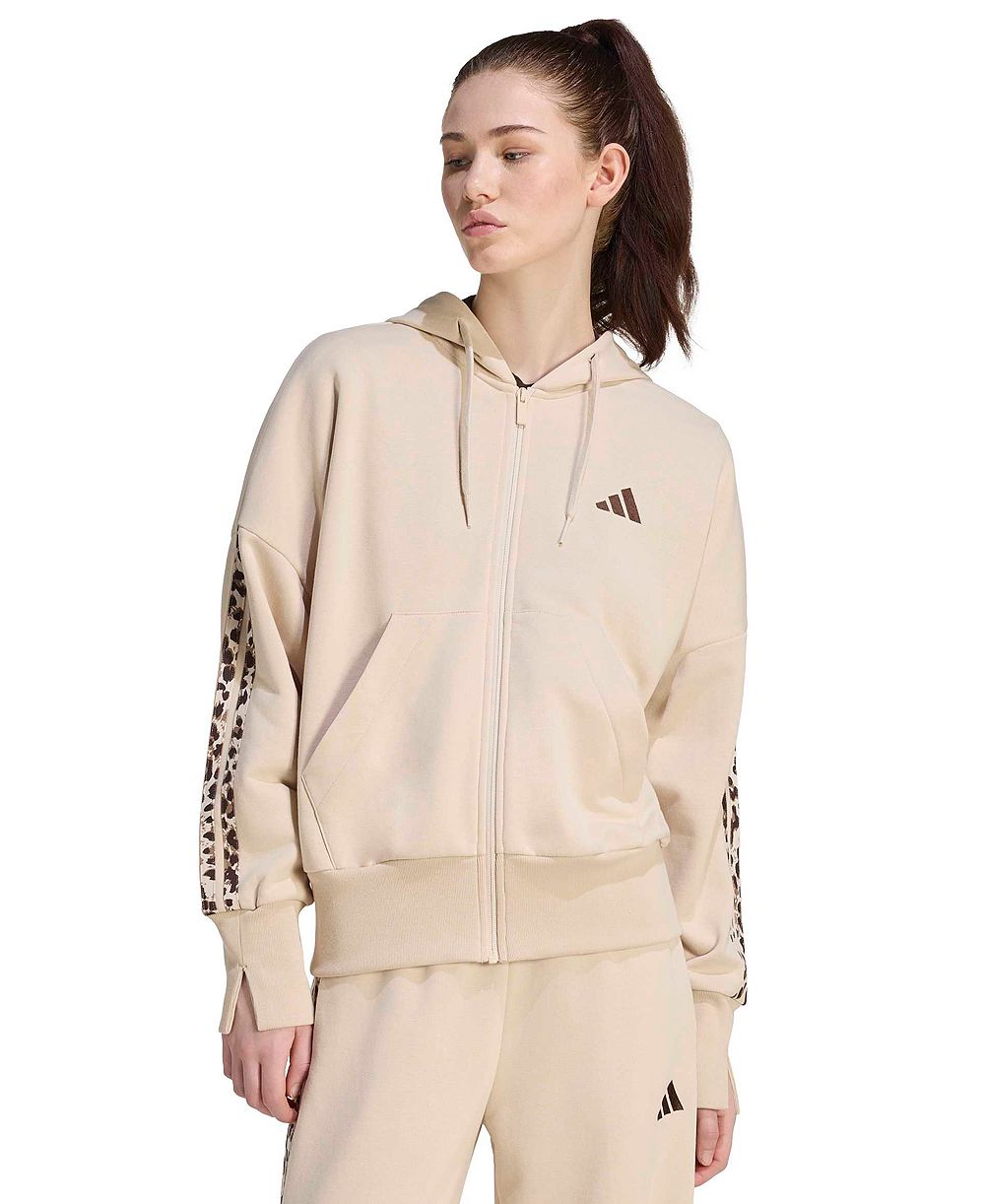 Женская спортивная ветровка adidas Seasonal Essentials Animal Print 3-Stripes Hooded Track Jacket