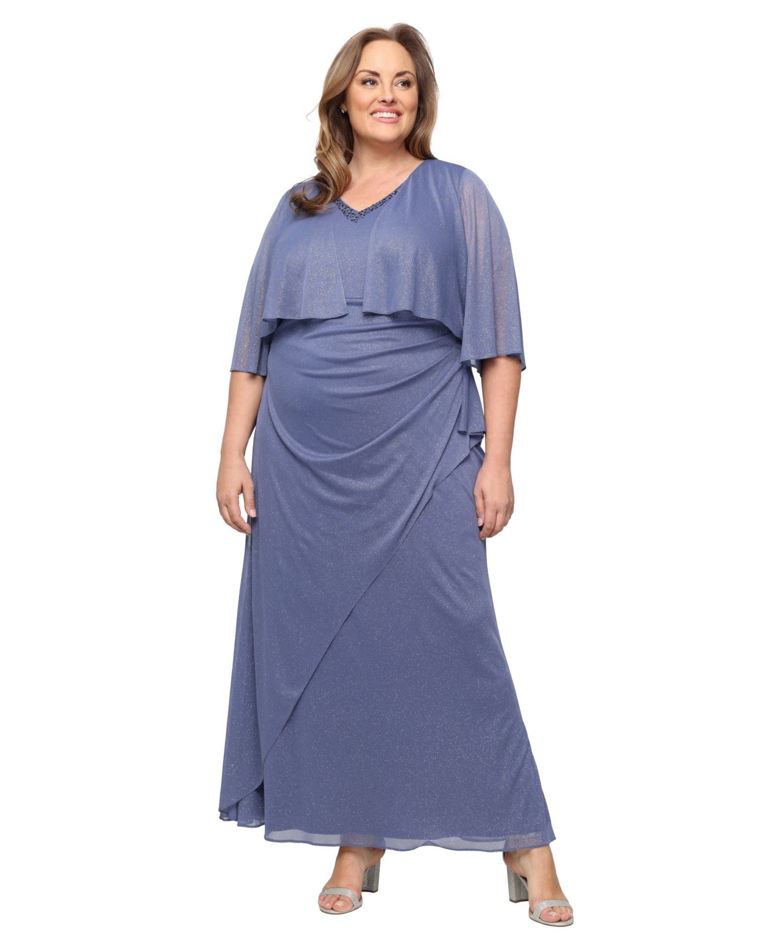 SL Fashions Plus Size вечернее платье А-силуэта с V-образным вырезом