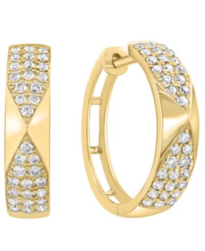 EFFY Collection серьги-кольца с бриллиантами (1/2 ct. t.w.) в 14k желтом золоте