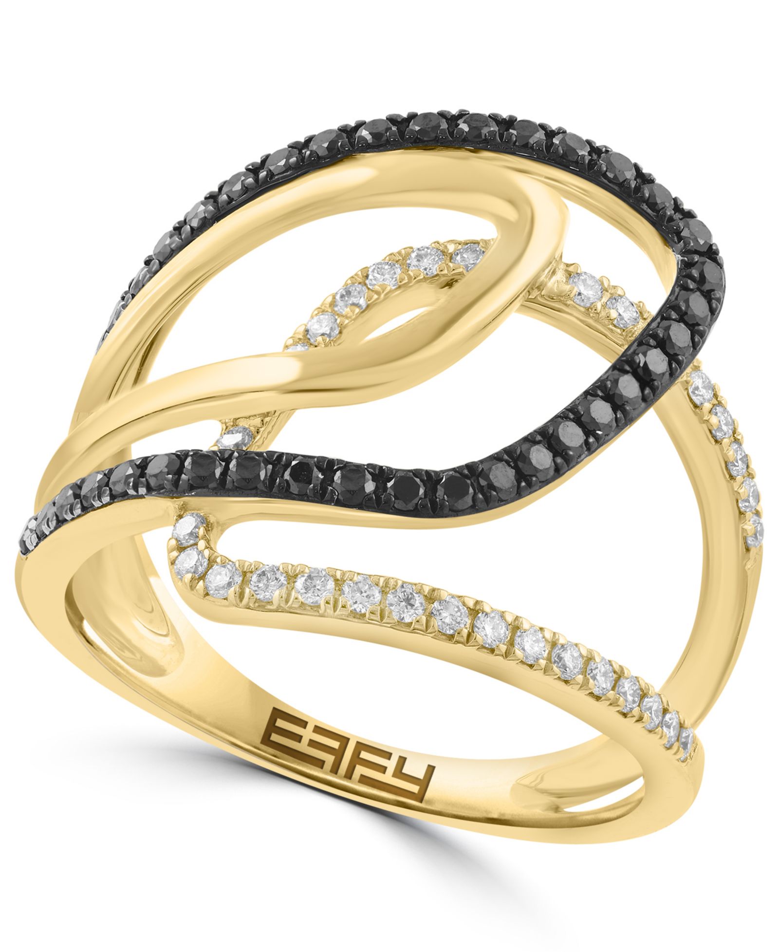 Кольцо EFFY Collection White & Black Diamond в 14k Yellow Gold