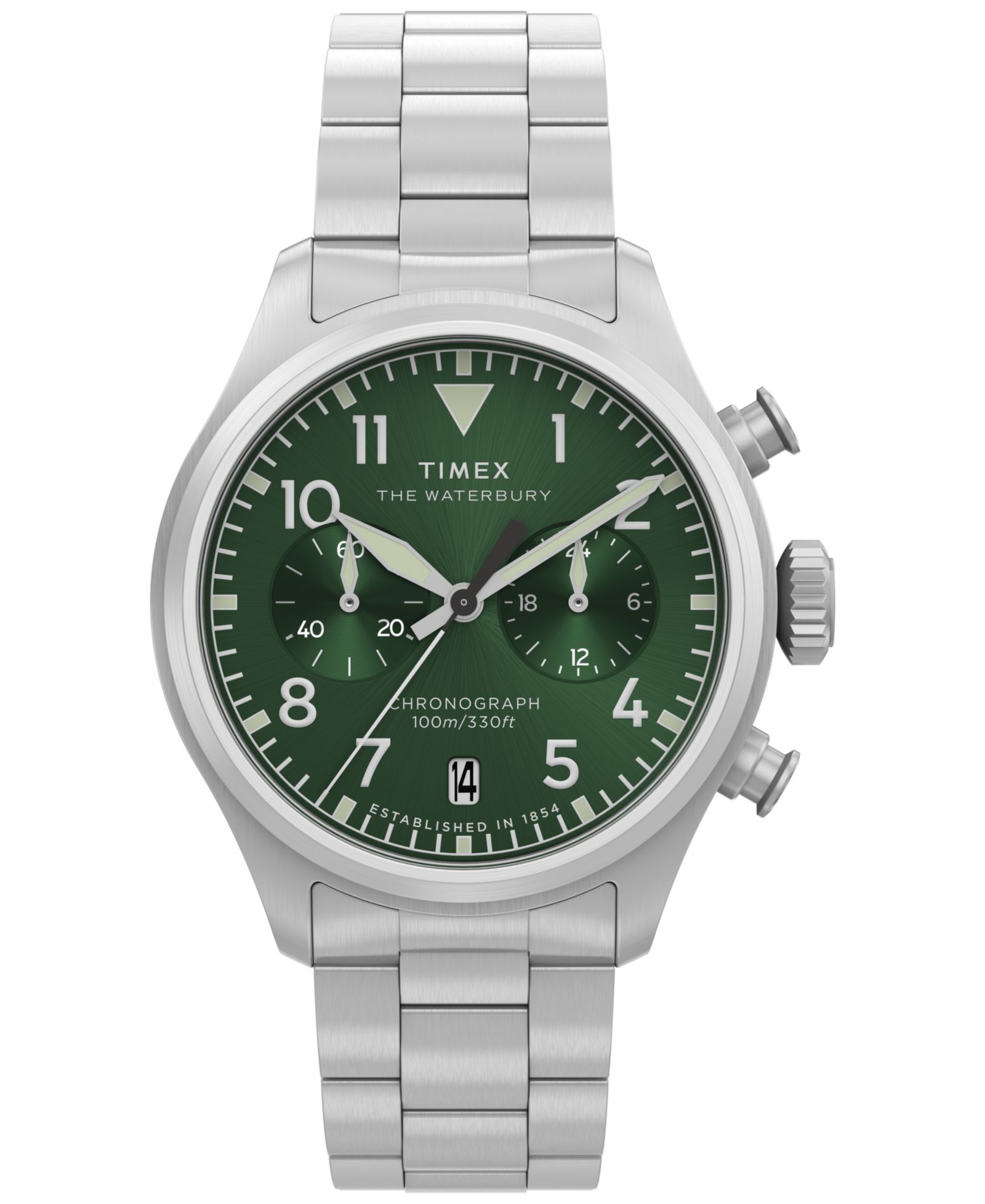 Timex Мужские часы Chronograph Silver-Tone Stainless Steel, 41mm