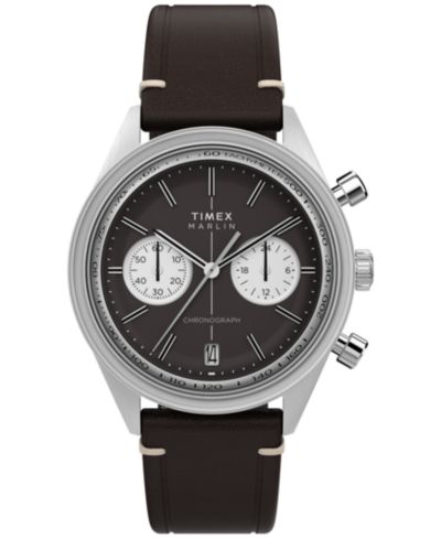 Timex Men's Chronograph Brown Leather Watch, 40mm