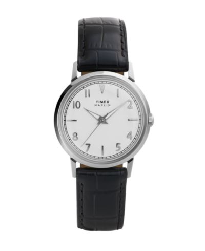 Timex Unisex Quartz Analog Black Leather Watch, 34mm