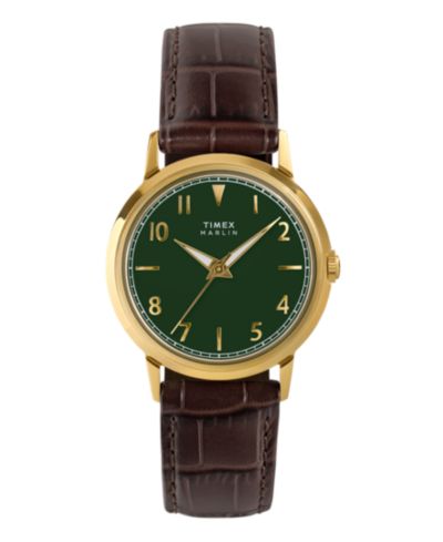 Timex Unisex Quartz Analog Brown Leather Watch, 34mm