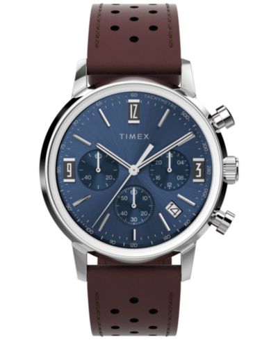 Мужские хронограф часы Timex Brown Leather Watch, 40mm