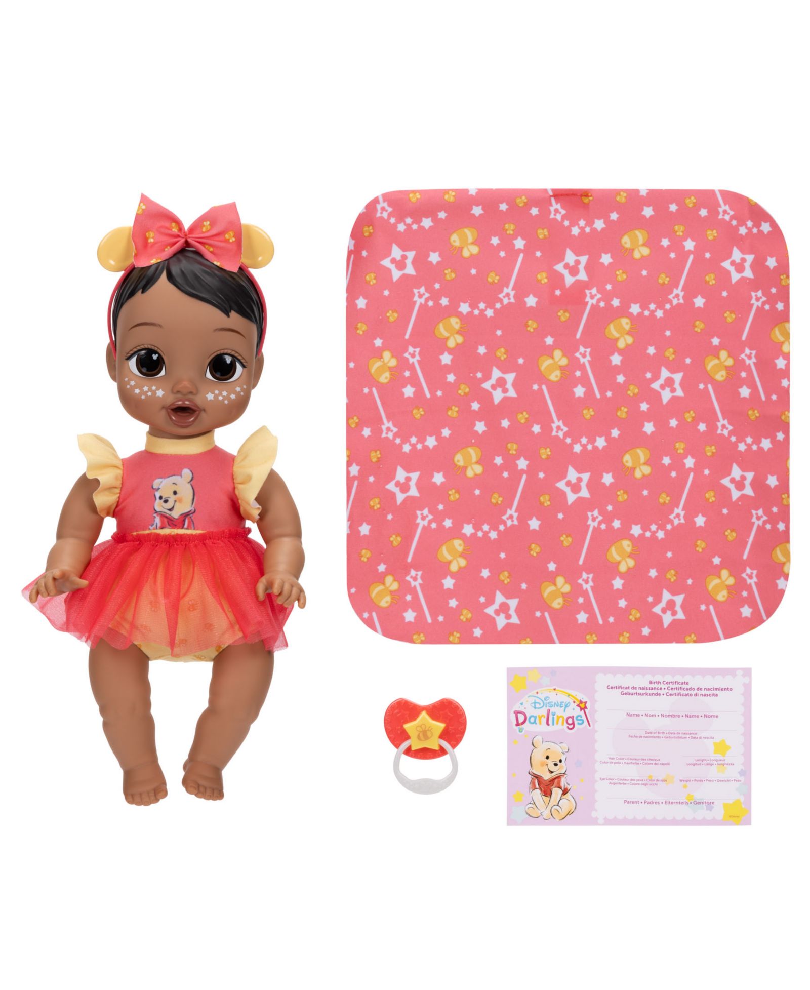 Мягкая кукла Disney Darlings Snuggly Stars Pooh 11" со светящимися в темноте элементами и аксессуарами