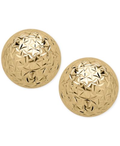 Серьги-гвоздики Crystal-Cut Ball в золоте 14k