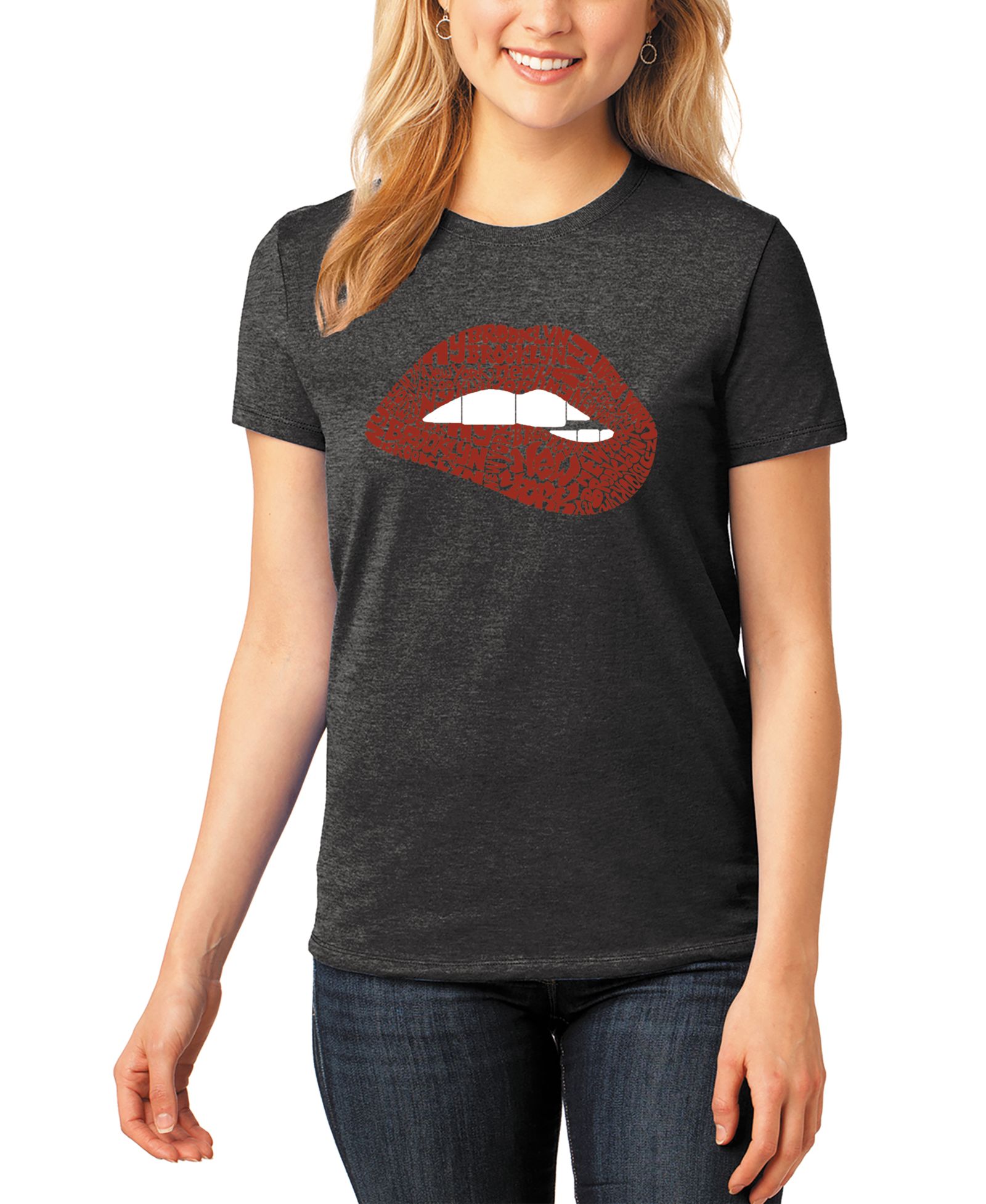 Женская футболка LA Pop Art Women's Brooklyn Lips Crew Neck