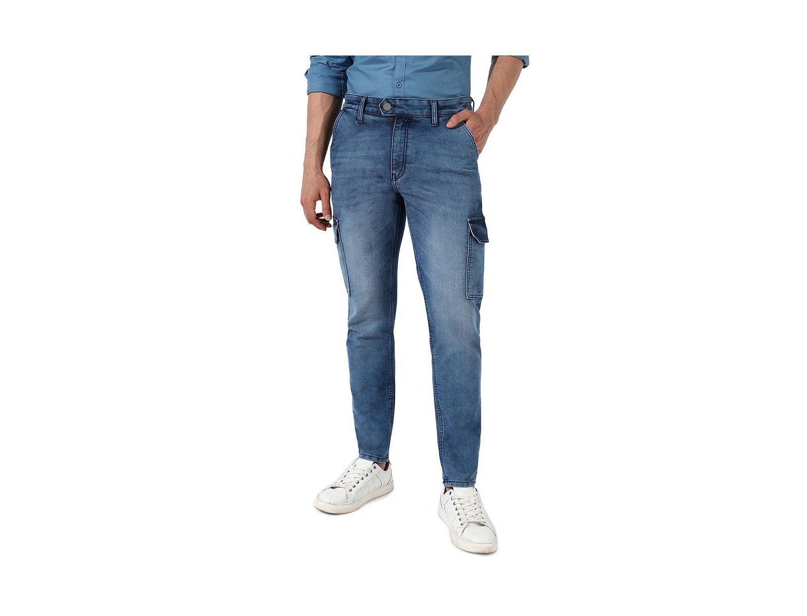 Cahoot Men's Medium-Wash Cargo Denim Jeans