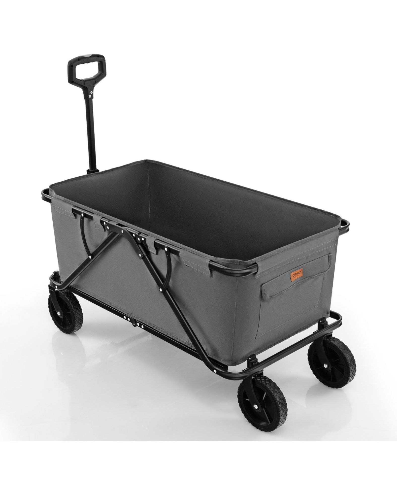 SUGIFT Collapsible Folding Wagon Cart with Adjustable Handlebar