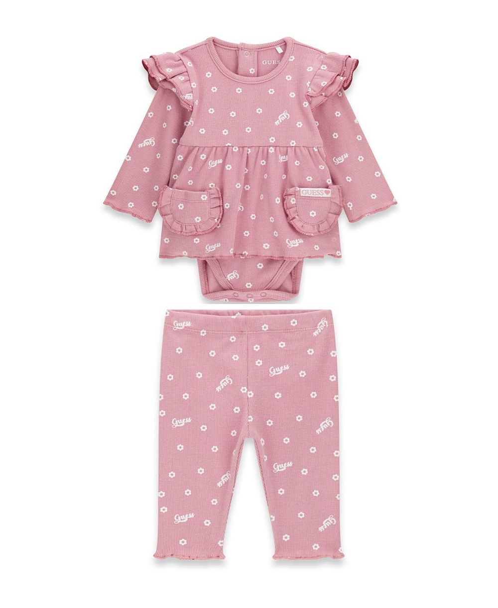 Комплект GUESS Baby Girls' 2-Piece из боди и брюк с длинным рукавом и эластичной тканью