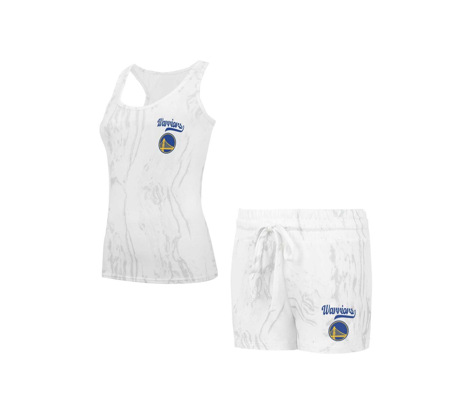 Concepts Sport Women's 2-Piece White Golden State Warriors Quartz Tank Top and Shorts Set