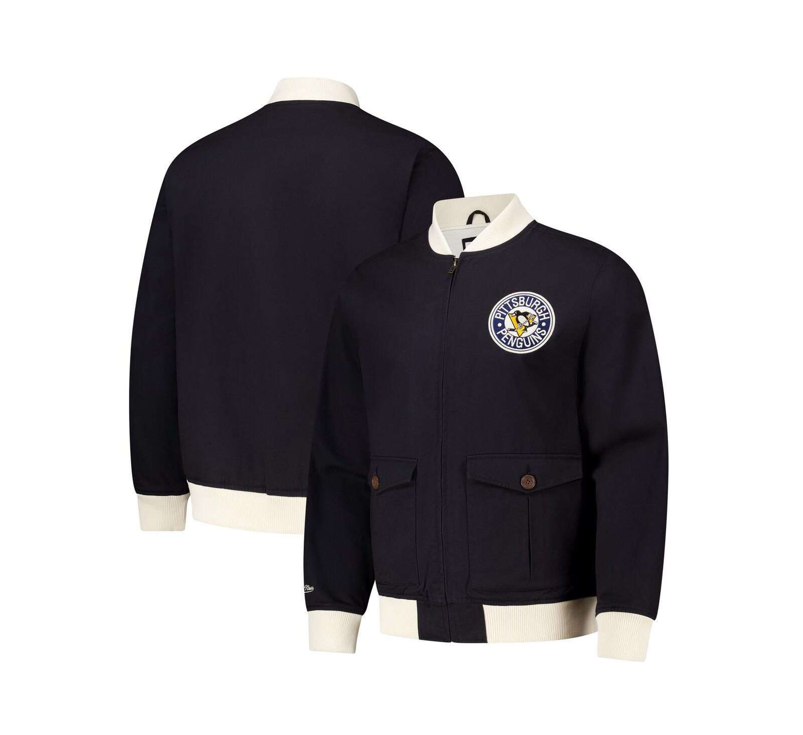 Мужская куртка Mitchell & Ness Black Pittsburgh Penguins Vintage Coaches Cotton Twill Full-Zip