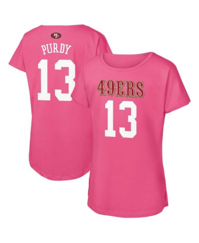 Детская футболка Outerstuff Big Girls Pink San Francisco 49ers Brock Purdy с именем и номером