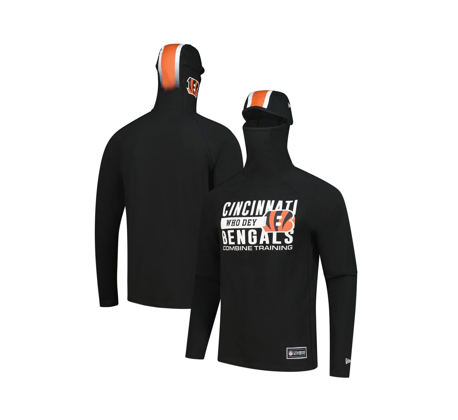 Худи New Era Men's Black Cincinnati Bengals Functional Fandom Balaclava Helmet Stripe Tri-Blend
