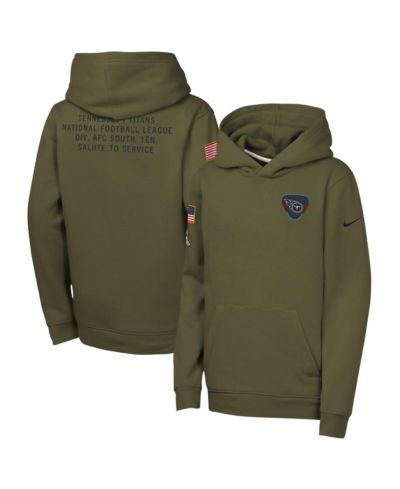 Nike Big Boys and Girls Olive Tennessee Titans 2025 Salute to Service Club Fleece Hoodie