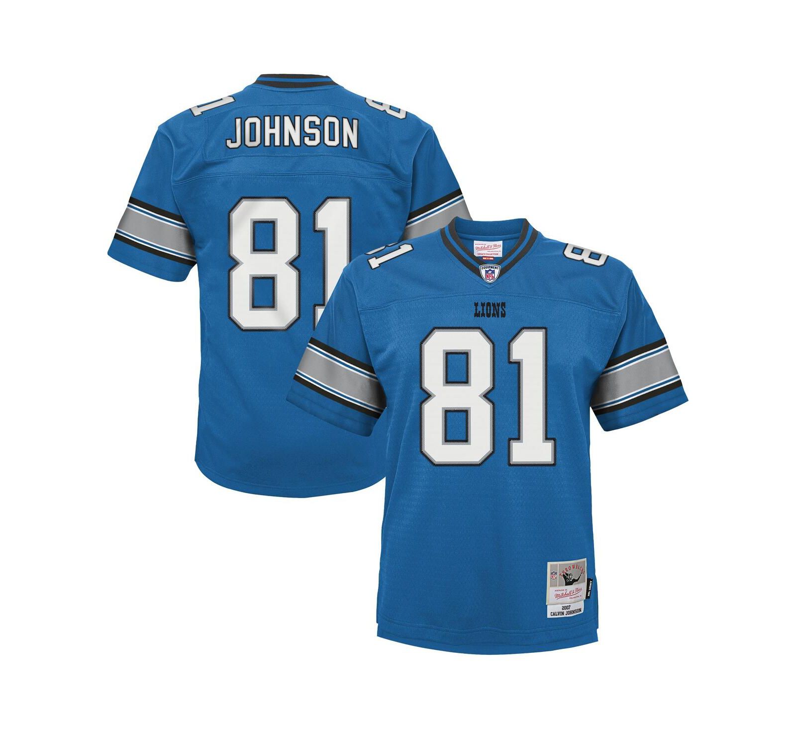 Детская реплика джерси Mitchell & Ness Calvin Johnson Detroit Lions Legacy