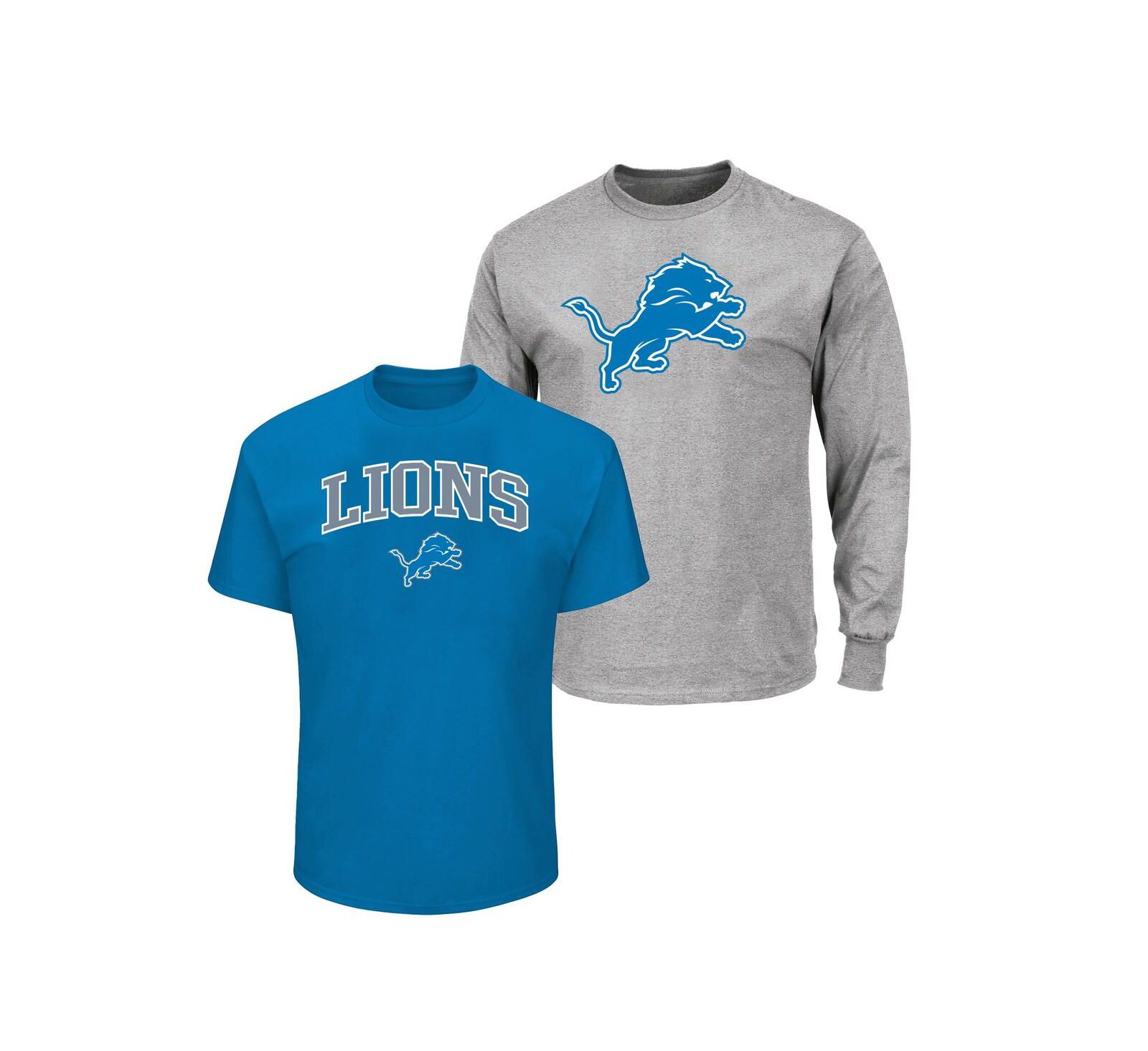Fanatics Мужской комплект из 2-х футболок Detroit Lions Blue/Heather Gray Big & Tall