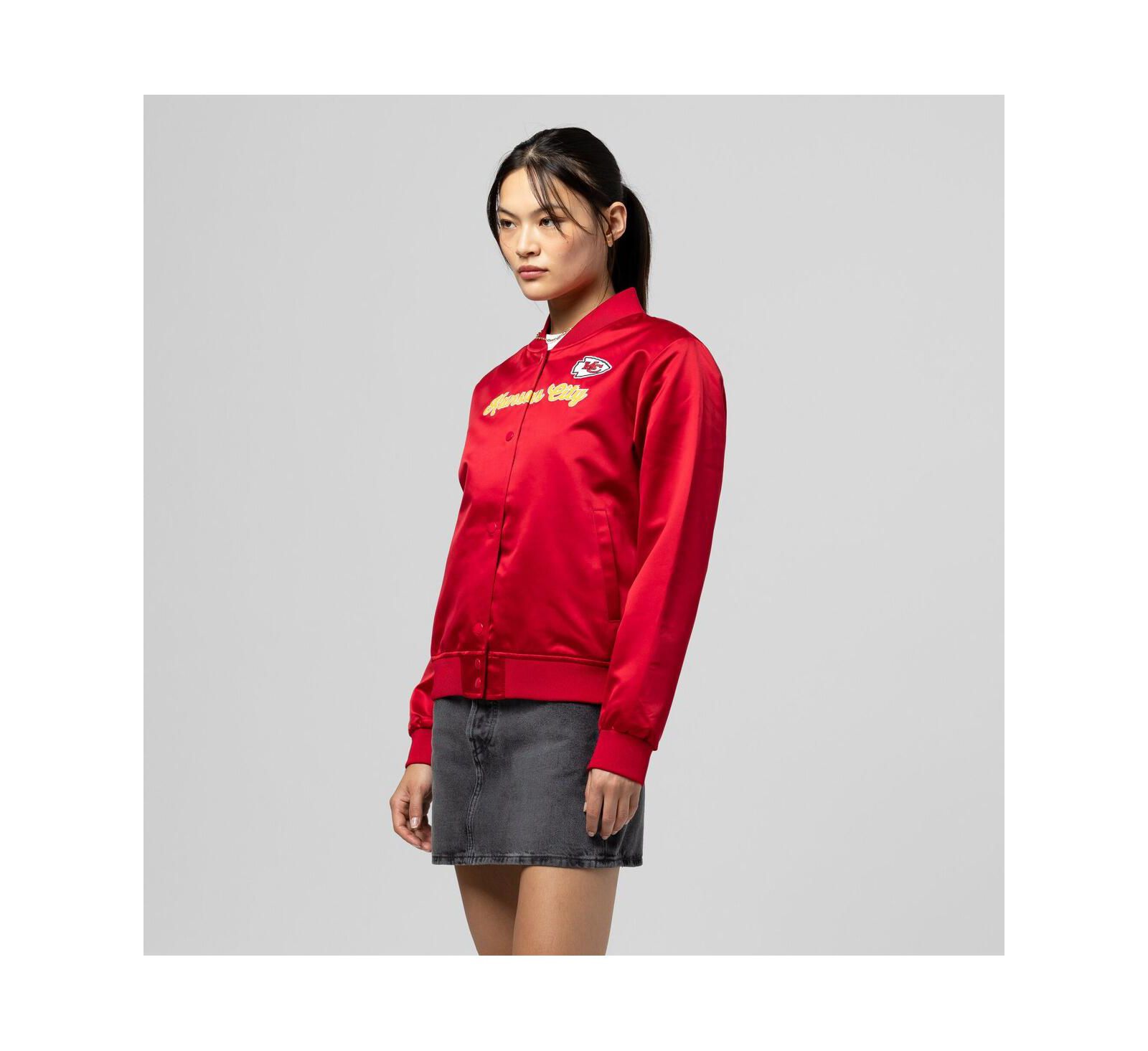 Women's Red Kansas City Chiefs Full-Snap Satin Jacket