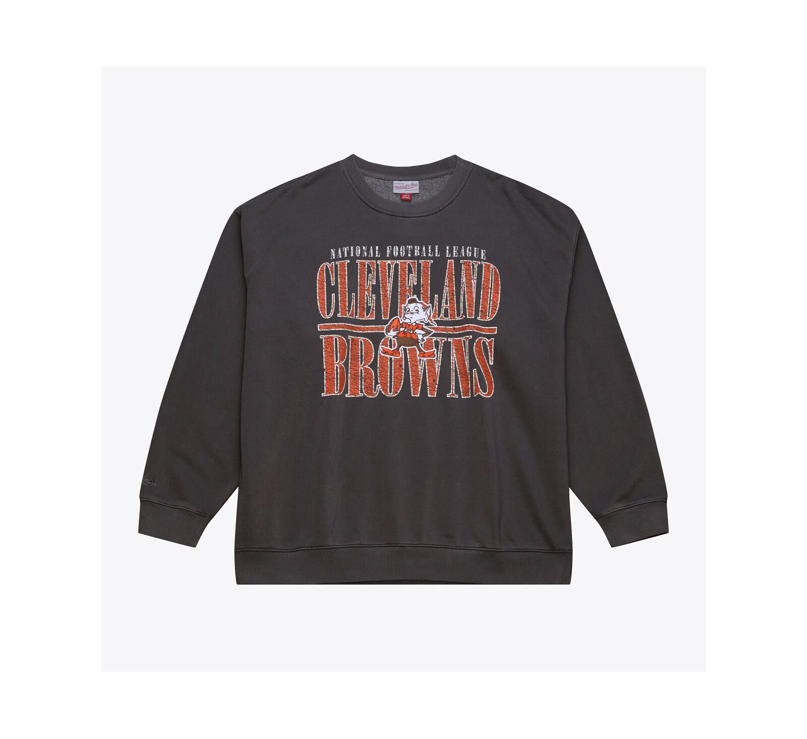 Mitchell & Ness Men's Black Cleveland Browns Downtown Crew Vintage Logo Sweatshirt