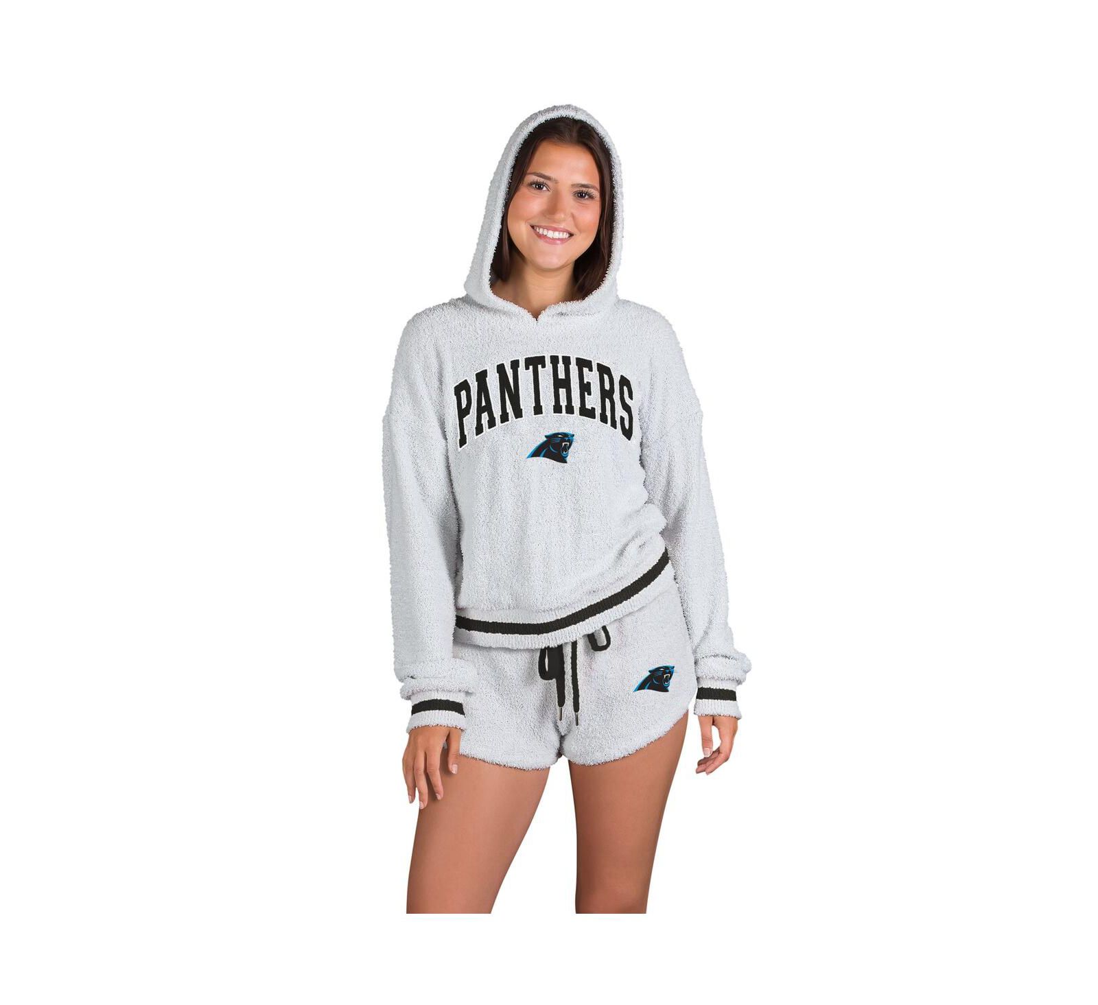 Concepts Sport Женский комплект из 2 предметов Carolina Panthers Whitley: худи с длинным рукавом и шорты, серый