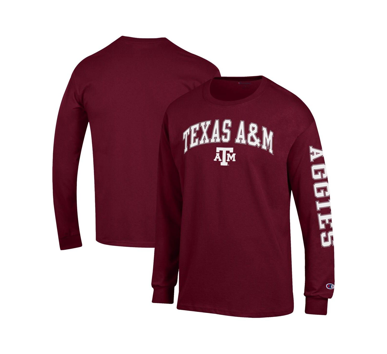 Champion Men's Maroon Texas A&M Aggies Arch Over Logo 2-Hit Long Sleeve T-Shirt