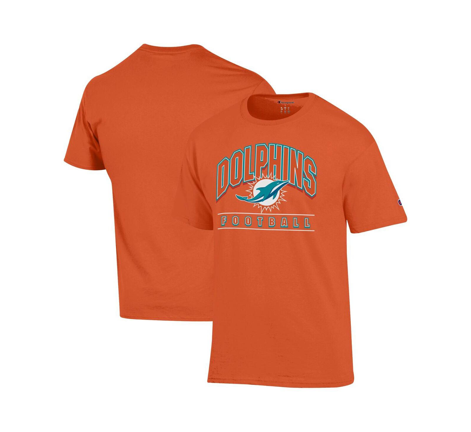 Champion Men's Orange Miami Dolphins Football T-Shirt