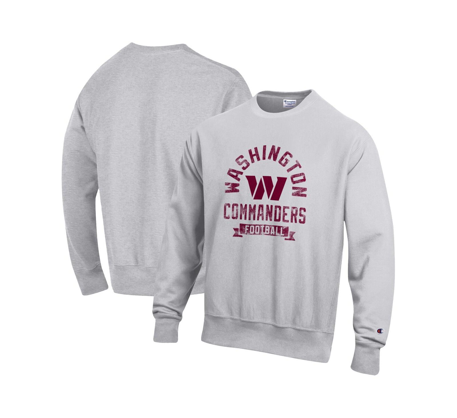 Мужской свитшот Champion Heather Gray Washington Commanders Reverse Weave Fleece Pullover